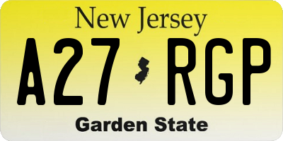 NJ license plate A27RGP