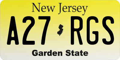 NJ license plate A27RGS