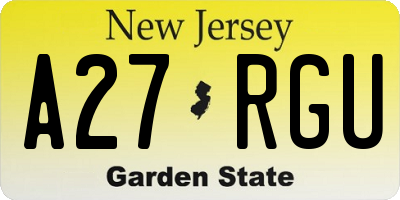 NJ license plate A27RGU