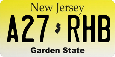 NJ license plate A27RHB