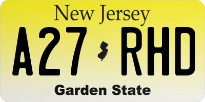 NJ license plate A27RHD