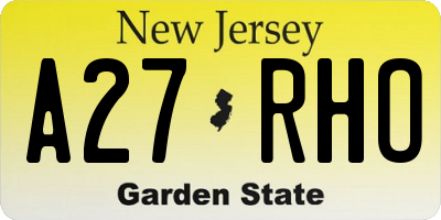 NJ license plate A27RHO