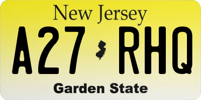 NJ license plate A27RHQ