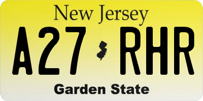 NJ license plate A27RHR