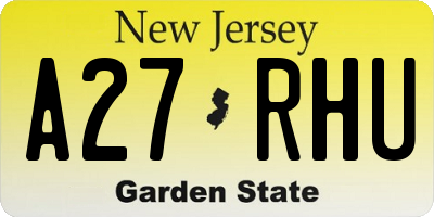 NJ license plate A27RHU