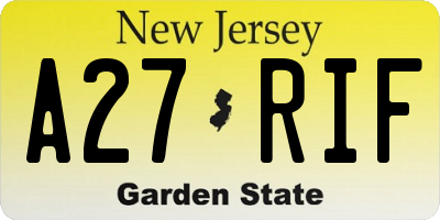 NJ license plate A27RIF