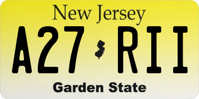 NJ license plate A27RII