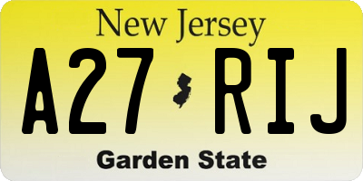 NJ license plate A27RIJ