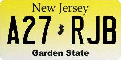 NJ license plate A27RJB