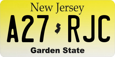 NJ license plate A27RJC