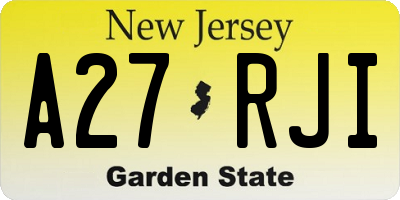 NJ license plate A27RJI