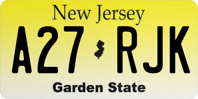 NJ license plate A27RJK