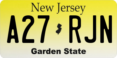 NJ license plate A27RJN
