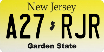 NJ license plate A27RJR