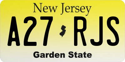 NJ license plate A27RJS