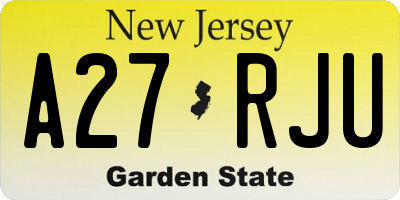 NJ license plate A27RJU