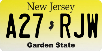 NJ license plate A27RJW