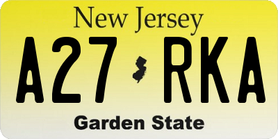 NJ license plate A27RKA