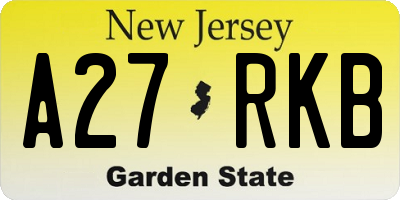 NJ license plate A27RKB