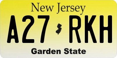 NJ license plate A27RKH