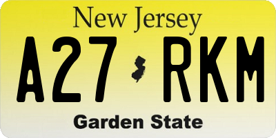 NJ license plate A27RKM