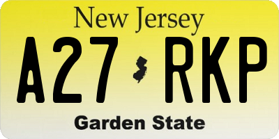 NJ license plate A27RKP