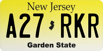 NJ license plate A27RKR