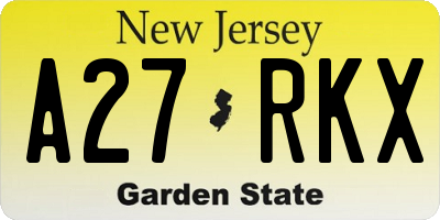 NJ license plate A27RKX