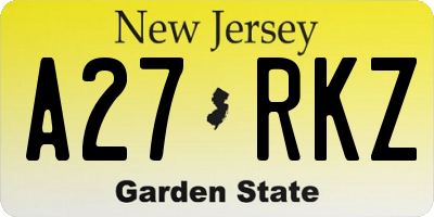 NJ license plate A27RKZ