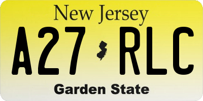 NJ license plate A27RLC