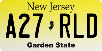 NJ license plate A27RLD
