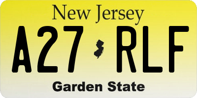 NJ license plate A27RLF