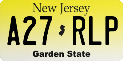 NJ license plate A27RLP