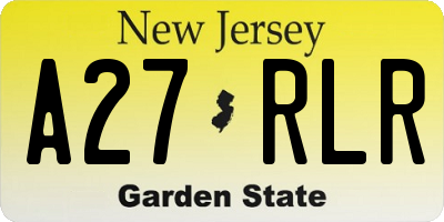 NJ license plate A27RLR