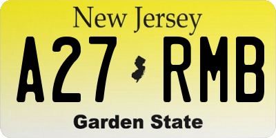 NJ license plate A27RMB