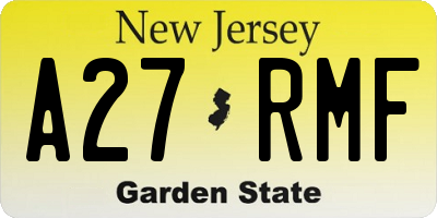 NJ license plate A27RMF