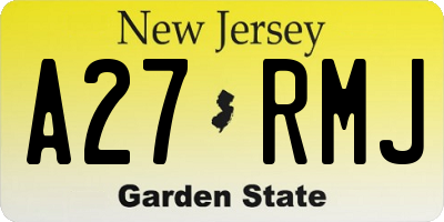 NJ license plate A27RMJ