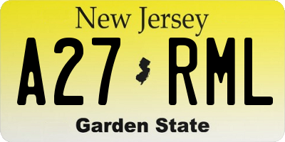 NJ license plate A27RML