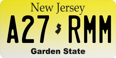 NJ license plate A27RMM