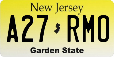 NJ license plate A27RMO