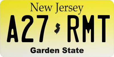 NJ license plate A27RMT