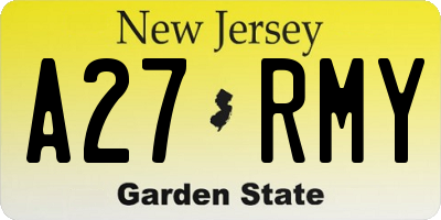 NJ license plate A27RMY