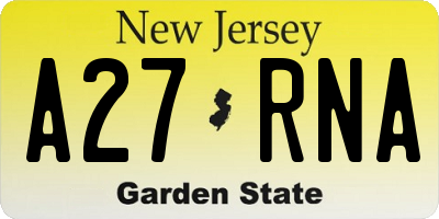 NJ license plate A27RNA