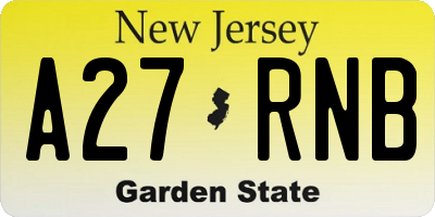 NJ license plate A27RNB