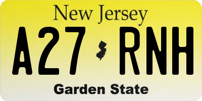 NJ license plate A27RNH