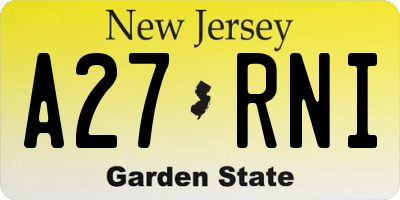 NJ license plate A27RNI