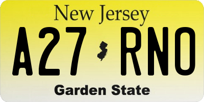 NJ license plate A27RNO