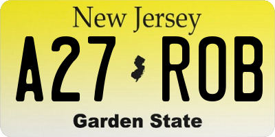 NJ license plate A27ROB