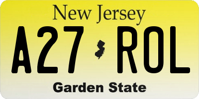 NJ license plate A27ROL