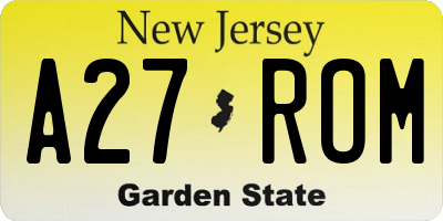NJ license plate A27ROM